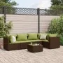 Set muebles de jardín 6 piezas y cojines ratán sintético marrón de , Conjuntos de jardín - Ref: Foro24-3308102, Precio: 407,3...