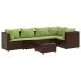 Set muebles de jardín 6 piezas y cojines ratán sintético marrón de , Conjuntos de jardín - Ref: Foro24-3308102, Precio: 407,3...