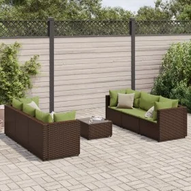 Set muebles de jardín 7 piezas y cojines ratán sintético marrón von , Gartensets - Ref: Foro24-3308030, Preis: 479,95 €, Raba...