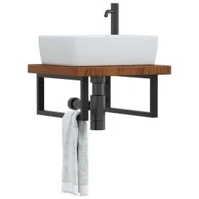 Estante de lavabo de pared de acero y madera maciza de roble by , bathroom vanities - Ref: Foro24-3302413, Price: 105,94 €, D...