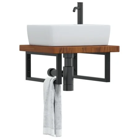 Estante de lavabo de pared de acero y madera maciza de roble von , Badezimmerwaschtische - Ref: Foro24-3302413, Preis: 105,78...