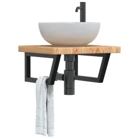 Estante de lavabo de pared de acero y madera maciza de roble von , Badezimmerwaschtische - Ref: Foro24-3302411, Preis: 104,33...