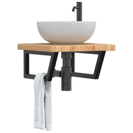 Estante de lavabo de pared de acero y madera maciza de roble by , bathroom vanities - Ref: Foro24-3302411, Price: 97,67 €, Di...