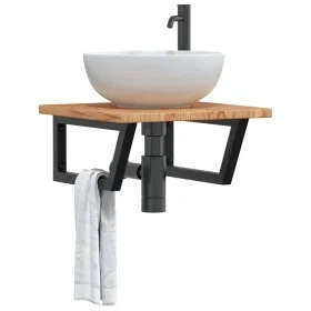 Estante de lavabo de pared de acero y madera maciza de roble von , Badezimmerwaschtische - Ref: Foro24-3302395, Preis: 92,35 ...