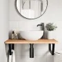 Estante de lavabo de pared de acero y madera maciza de haya de , Tocadores de baño - Ref: Foro24-3302451, Precio: 98,45 €, De...