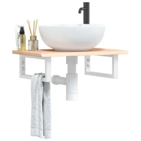 Estante de lavabo de pared de acero y madera maciza de roble by , bathroom vanities - Ref: Foro24-3302540, Price: 60,16 €, Di...