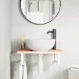 Estante de lavabo de pared de acero y madera maciza de roble de , Tocadores de baño - Ref: Foro24-3302540, Precio: 60,15 €, D...
