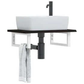 Estante de lavabo de pared de acero y madera maciza de roble von , Badezimmerwaschtische - Ref: Foro24-3302580, Preis: 69,25 ...