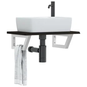 Estante de lavabo de pared de acero y madera maciza de roble de , Tocadores de baño - Ref: Foro24-3302582, Precio: 67,43 €, D...