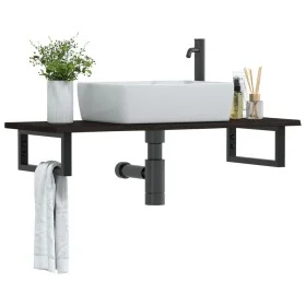 Estante de lavabo de pared de acero y madera maciza de roble by , bathroom vanities - Ref: Foro24-3302589, Price: 69,36 €, Di...