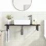 Estante de lavabo de pared de acero y madera maciza de roble de , Tocadores de baño - Ref: Foro24-3302589, Precio: 69,36 €, D...