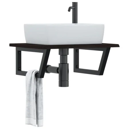 Estante de lavabo de pared de acero y madera maciza de roble von , Badezimmerwaschtische - Ref: Foro24-3302619, Preis: 84,20 ...