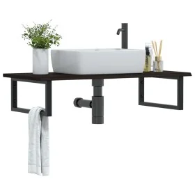 Estante de lavabo de pared de acero y madera maciza de roble by , bathroom vanities - Ref: Foro24-3302625, Price: 85,51 €, Di...