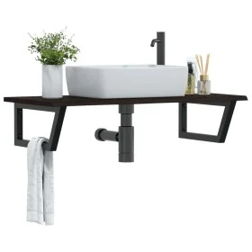 Estante de lavabo de pared de acero y madera maciza de roble de , Tocadores de baño - Ref: Foro24-3302627, Precio: 86,54 €, D...