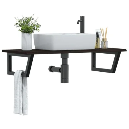 Estante de lavabo de pared de acero y madera maciza de roble by , bathroom vanities - Ref: Foro24-3302627, Price: 86,52 €, Di...