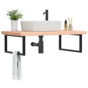 Estante de lavabo de pared de acero y madera maciza de haya by , bathroom vanities - Ref: Foro24-3302521, Price: 174,40 €, Di...