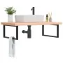 Estante de lavabo de pared de acero y madera maciza de haya de , Tocadores de baño - Ref: Foro24-3302521, Precio: 174,40 €, D...
