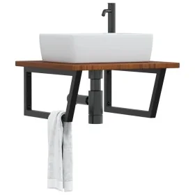 Estante de lavabo de pared de acero y madera maciza de roble von , Badezimmerwaschtische - Ref: Foro24-3302487, Preis: 105,50...