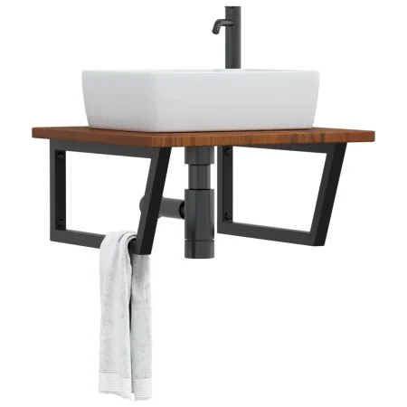 Estante de lavabo de pared de acero y madera maciza de roble von , Badezimmerwaschtische - Ref: Foro24-3302487, Preis: 105,45...