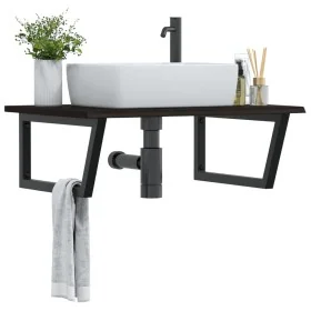 Estante de lavabo de pared de acero y madera maciza de roble by , bathroom vanities - Ref: Foro24-3302659, Price: 87,48 €, Di...