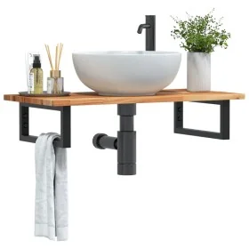 Estante de lavabo de pared acero y madera maciza de acacia by , bathroom vanities - Ref: Foro24-3302717, Price: 71,47 €, Disc...