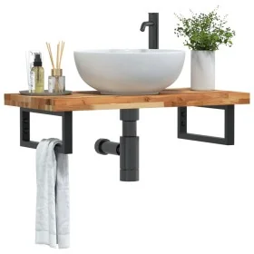 Estante de lavabo de pared acero y madera maciza de acacia von , Badezimmerwaschtische - Ref: Foro24-3302741, Preis: 93,17 €,...