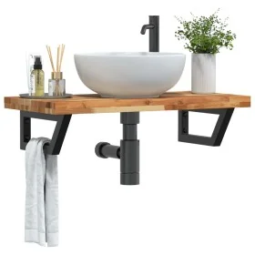 Estante de lavabo de pared acero y madera maciza de acacia von , Badezimmerwaschtische - Ref: Foro24-3302743, Preis: 96,95 €,...