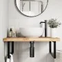 Estante de lavabo de pared acero y madera maciza de acacia von , Badezimmerwaschtische - Ref: Foro24-3302909, Preis: 154,54 €...