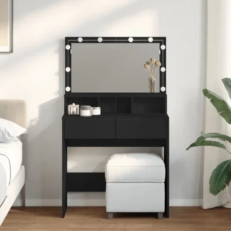 Tocador con luces LED negro 80x41x134,5 cm by , Bedroom Dressers - Ref: Foro24-848186, Price: 169,09 €, Discount: %