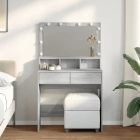 Tocador con luces LED color gris Sonoma 80x41x134,5 cm von , Schlafzimmerkommoden - Ref: Foro24-848190, Preis: 137,32 €, Raba...