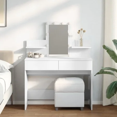 Tocador con luces LED blanco 100x40x130 cm de , Tocadores para dormitorios - Ref: Foro24-848199, Precio: 163,08 €, Descuento: %