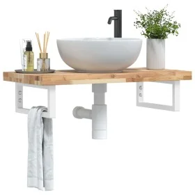Estante de lavabo de pared acero y madera maciza de acacia von , Badezimmerwaschtische - Ref: Foro24-3302692, Preis: 93,04 €,...