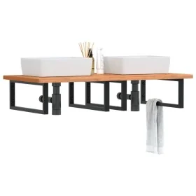 Estante de lavabo de pared de acero y madera maciza de haya von , Badezimmerwaschtische - Ref: Foro24-3302453, Preis: 144,10 ...