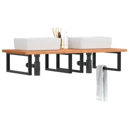 Estante de lavabo de pared de acero y madera maciza de haya von , Badezimmerwaschtische - Ref: Foro24-3302453, Preis: 145,07 ...