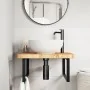 Estante de lavabo de pared de acero y madera maciza de roble de , Tocadores de baño - Ref: Foro24-3302493, Precio: 135,22 €, ...
