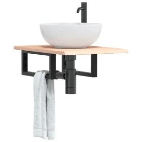 Estante de lavabo de pared de acero y madera maciza de roble by , bathroom vanities - Ref: Foro24-3302537, Price: 62,86 €, Di...