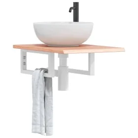 Estante de lavabo de pared de acero y madera maciza de roble by , bathroom vanities - Ref: Foro24-3302556, Price: 70,01 €, Di...