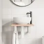 Estante de lavabo de pared de acero y madera maciza de roble de , Tocadores de baño - Ref: Foro24-3302554, Precio: 74,52 €, D...