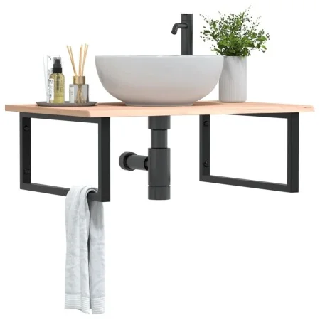 Estante de lavabo de pared de acero y madera maciza de roble by , bathroom vanities - Ref: Foro24-3302633, Price: 95,89 €, Di...