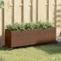 Jardinera con ruedas y 3 maceteros ratán PE marrón 107x32x38 cm by , Pots and planters - Ref: Foro24-366420, Price: 73,77 €, ...