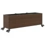 Jardinera con ruedas y 3 maceteros ratán PE marrón 107x32x38 cm by , Pots and planters - Ref: Foro24-366420, Price: 73,77 €, ...
