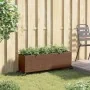 Jardinera con ruedas y 3 maceteros ratán PE marrón 107x32x38 cm by , Pots and planters - Ref: Foro24-366420, Price: 73,77 €, ...