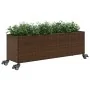 Jardinera con ruedas y 3 maceteros ratán PE marrón 107x32x38 cm by , Pots and planters - Ref: Foro24-366420, Price: 73,77 €, ...