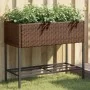 Jardinera con estante ratán sintético marrón de , Maceteros y jardineras - Ref: Foro24-366385, Precio: 76,59 €, Descuento: %