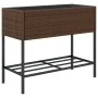 Jardinera con estante ratán sintético marrón de , Maceteros y jardineras - Ref: Foro24-366385, Precio: 76,59 €, Descuento: %
