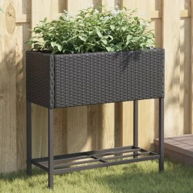 Jardinera con estante ratán sintético negro von , Töpfe und Pflanzgefäße - Ref: Foro24-366387, Preis: 64,49 €, Rabatt: %