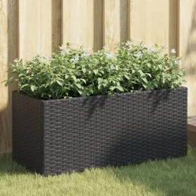 Jardinera de jardín con 2 maceteros ratán PE negro 72x30x32 cm von , Töpfe und Pflanzgefäße - Ref: Foro24-366422, Preis: 46,5...