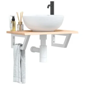 Estante de lavabo de pared de acero y madera maciza de roble by , bathroom vanities - Ref: Foro24-3302542, Price: 59,71 €, Di...