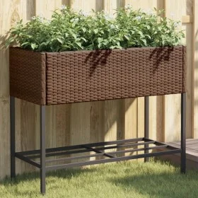 Jardineras con estante 2 uds ratán sintético marrón 90x40x75 cm by , Pots and planters - Ref: Foro24-3210508, Price: 140,02 €...