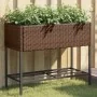 Jardineras con estante 2 uds ratán sintético marrón 90x40x75 cm by , Pots and planters - Ref: Foro24-3210508, Price: 140,02 €...